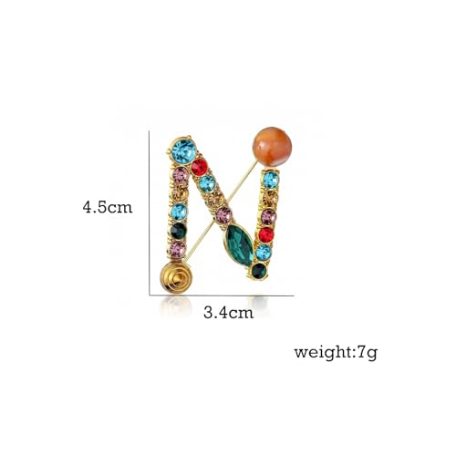 Image of Initial Brooch Pins A-Z 26 Letters Brooches For Women Colorful Enamel Alphabet Pin Pearl Crystal Lapel Pin