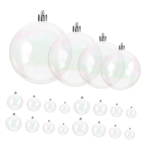 HAMPPLIES 40 Stück Transparente Schillernde Kunststoff Christbaumkugeln zum Befüllen – 3 6cm Baumanhänger für Weihnachts und Partydekoration