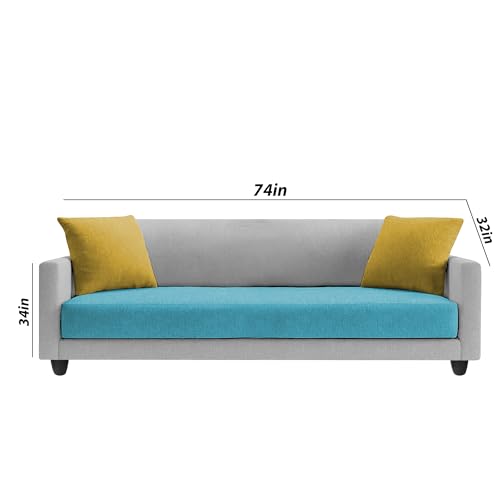 Image of Casaliving Dominic 3 Seater Sofa Set for Living Room (Turquise Grey Fabric) Premium Fabric Sofa