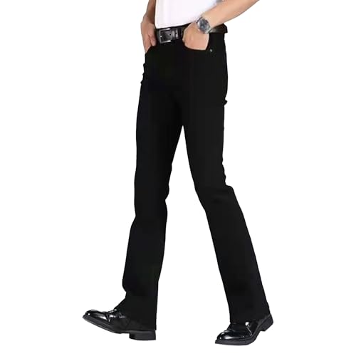 Men's Bell Bottom Jeans Baggy Vintage Bell Bottom Pants 70s Disco Stretch Flared Casual Retro Denim Jeans