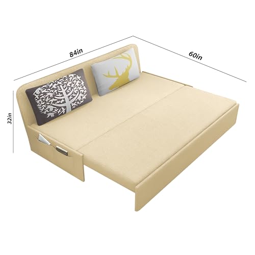 Image of Divano 3 Seater Sofa Cum Bed for Living Room (Cream) Premium Fabric Sofa