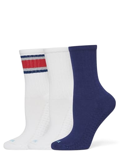 Image of HUE Women's Air Cushion Crew Sock 3 Pair Pack, Stripe, One Size