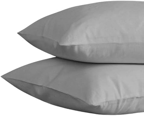 Super Soft Pack Of 2 Poly Cotton Grey Pillow Covers (Grey, 2 x Pillow Cases)