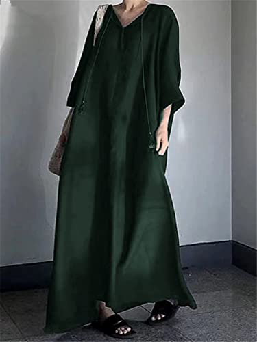 Robe d'été coréenne ample et vintage à col en V noir - 3