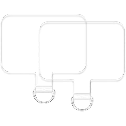 TACOMEGE 2pcs Transparent Phone Tether Tabs for Clear Phone Cases, Cell Phone Tether Replacement for iPhone Smartphone Case (Square Type - Silver Buckle) Cover