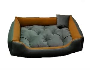 Gorgeous Luxurious Dog/Cat Bed Square Shape Super Soft Reversible Yellow Grey - Large