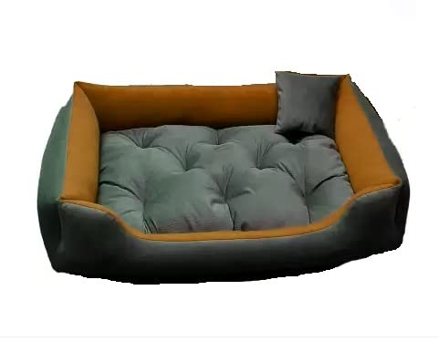 Gorgeous Luxurious Dog/Cat Bed Square Shape Super Soft Reversible Yellow Grey - 3XL (B09X437XZT) Amazon Price History, Amazon Price Tracker