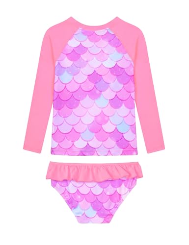 Image of Girls Rash Guard Swimsuit Long Sleeve Tankini Sets Two Pieces Bathing Suit Swimwear UPF 50+ Sun Protection