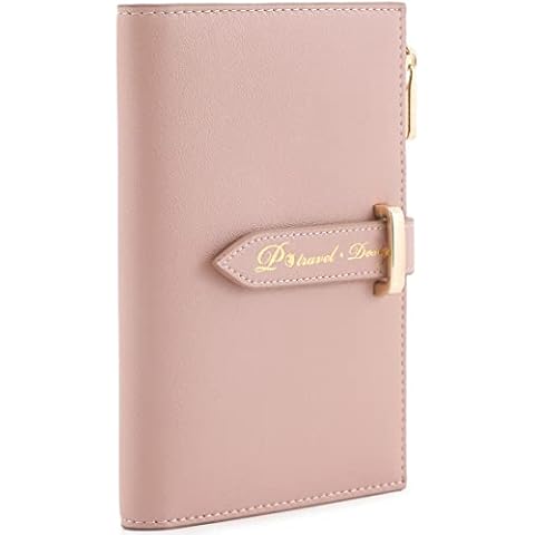 VanFn Passport Holder, RFID Travel Passport Wallet, Family Passport Holder, Ladies Bifold Wallets, Slim Leather Credit Card Wallet for Women, Trip Document Organizer P.Travel Series (Pink) Cover