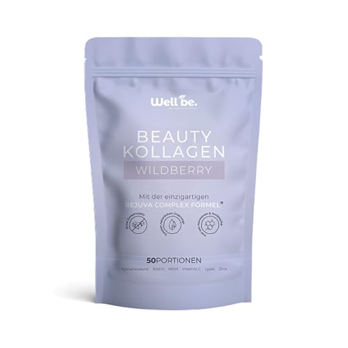 Wellbe Kollagen Pulver Wildberry - hochdosiert mit maximal bioaktivem Kollagen Hydrolysat, Biotin, Zink, Vitamin C & Hyaluron - Collagen Pulver - Kollagenpulver Peptide Made in Germany 1 x 250g
