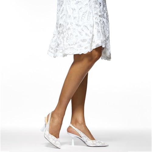 JORISTIMO Womens Slingback Kitten Heels Mesh with Beads and Sequins Embroidered Closed Pointed Toe Slip On Pumps4