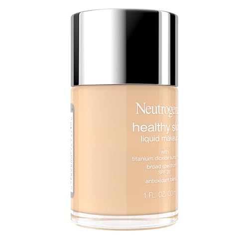 Kenvue Brands LLC Neutrogena Healthy Skin Liquid Foundation Makeup Broad Spectrum SPF 20 Sunscreen, Medium Coverage, Vit B5, Antioxidants, All Day Wear, Warm Ivory 150W, 1 fl. oz