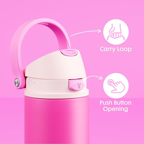 Image of 18 oz Kids Water Bottle for School: Meoky 18 oz Stainless Steel Insulated Water Bottle with 2-in-1 Straw and Spout Lid - Leak Proof, Fits in Car Cup Holder, BPA-Free for Teen Girls, Raspberry Vibes