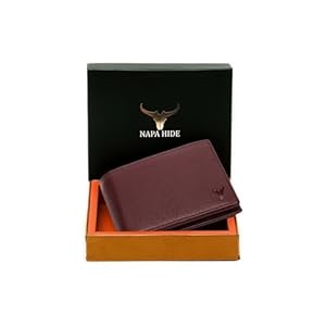 NAPA HIDE Maroon Leather Wallet for Men I Handcrafted I 4 Credit/Debit Card Slots I 2 Currency Compartments I 1 Transparent ID Window