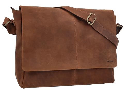 Gusti Leder Ledertasche Herren Reign - Handgefertigte Umhängetasche Herren Leder für Büro & Alltag - Rindsleder Laptoptasche