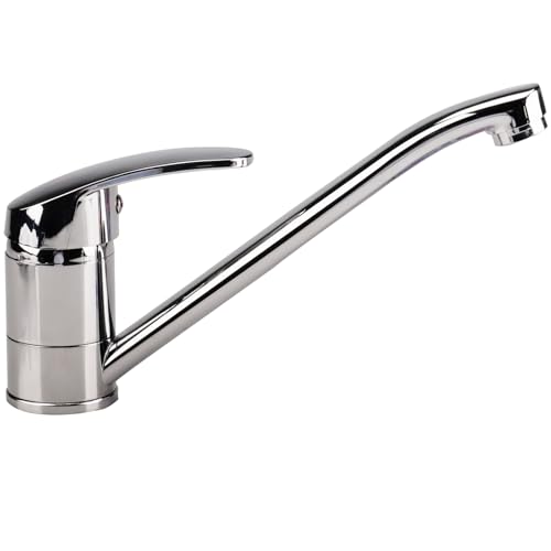 Inodiref Grifo De Cocina Fregadero Monomando Grifo Fregadero Cocina Giratorio 360° Regulación de Agua Fría y Caliente Cromado Clásico(Plata)