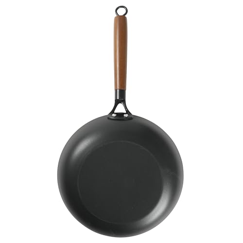 Image of Babish 11 Inch Cast Iron Skillet with Wooden Handle, Pre-Seasoned Nonstick Pan with Honeycomb Textured Cooking Surface, Induction Oven Safe Skillet for Searing, Frying Eggs, Steak and Stir Fry