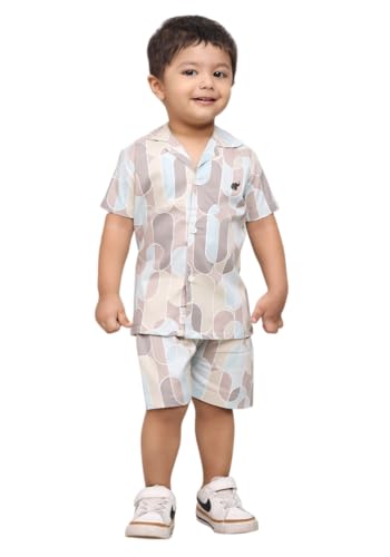 Image of POLKA TOTS 100% Cotton Co-Ord Set for Boys | Half Sleeve Shirt & Shorts Beach Outfit for Kids | Ultra-soft & Breathable Summer Clothes for Toddler & Baby Boy | Casual Dress & Printed Nightwear Set