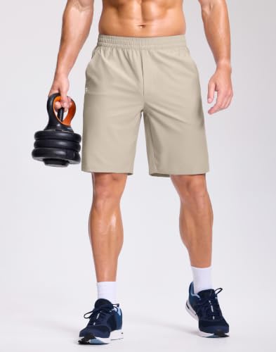 Image of GGJ Men's Lightweight Athletic Shorts with 2 Zipper Pockets 7 inch /9 inch /5 inch Gym Workout Running Quick Dry Tennis Shorts for Men