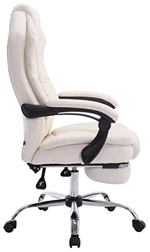 Poltrona Presidenziale E Relax Castle In Similpelle I Sedia Ergonomica Imbottita Con Poggiapiedi, Colore:crema - Sedia gaming - Immagine 2