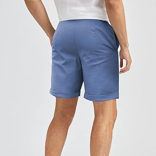 Mens Drawstring Cotton Linen Simple Color Short Outdoor Yoga Golf Shorts Summer Vacation Short Pant3