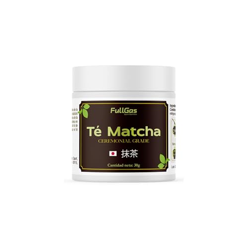 FullGas - Té Matcha Grado Ceremonial | Té Matcha en Polvo para 1 Mes | Matcha 100% Japonés | Vegano, Sin Gluten | 30 gramos