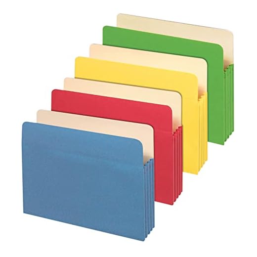 Office Depot Brand File Cabinet Pockets, Letter Size, 3 1/2" Expansion, Assorted Colors, Pack of 5 Pockets