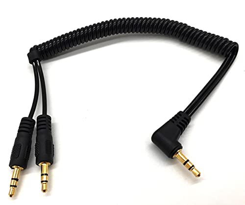 Cable divisor de audio estéreo Jack 3.5mm en Y enrollado miniatura 2