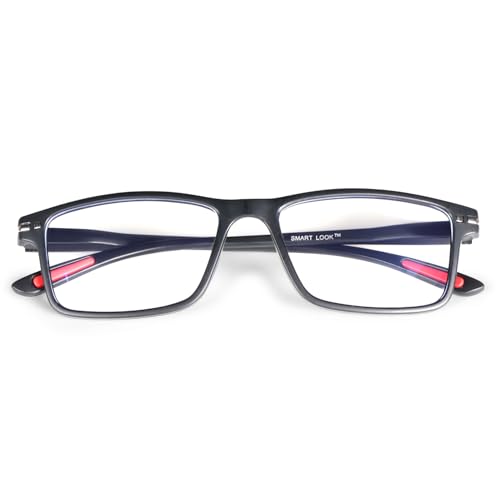 Image of AEC Zenith Rectangular Reading Glasses | Modern Frame with BlueRazr Blue Light Blocking Lenses | Sleek Unisex Readers for Men & Women