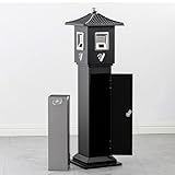 YUGXTH Cenicero de Pie, Contenedor de Basura Independiente for Exteriores, de Acero Inoxidable con Cubo Interior Extraíble y Cerradura con Llave, Ideal for Bares(Nero)