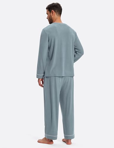 Image of Mofiz Men's Pajama Sets Viscose Long Sleeve Crewneck Warm Sleepwear