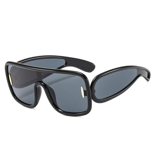 Lunettes de soleil pour hommes et femmes au design bouclier de luxe avec monture carrée élégante