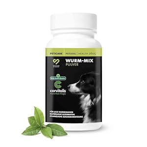 Wurmkur Pulver für Hunde | effektive pflanzliche Entwurmung | vorbeugend & akuter Wurmbefall | Wurmmittel als Ergänzungsfutter mit 100% natürlichen Inhaltsstoffen | petDog Health 2605
