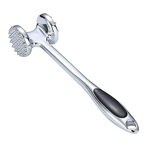 ALEENFOON Attendrisseur à Viande Manuel Professionnel Acier Inoxydable Maillet Solide Heavy Duty Double Face Marteau à Viande avec Trou Suspendu Cover