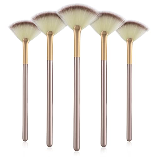 WLLHYF 5 PCS Facial Fan Brushes, Makeup Brush Mask Slim Soft Applicator Brushes Chemical Peel Brush Cosmetic Multi-Use Tools for Women Girl Makeup Artist Stylist