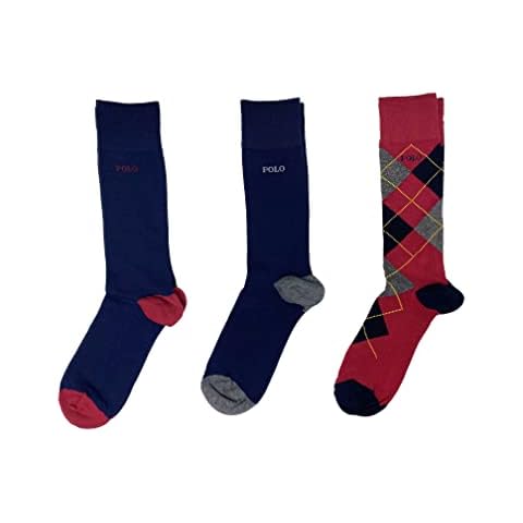 Polo Ralph Lauren Men's 3 Pair Socks Argyle/Solid Multi, 10-13/6-12.5 (Shoe Size) Cover