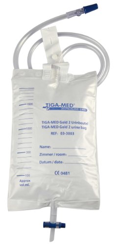 Urinbeutel Urindrainagebeutel Tiga-Gold 2 Menge: 10Stück geschlossenes System Bettbeutel Schlauch 110cm Sekretbeutel