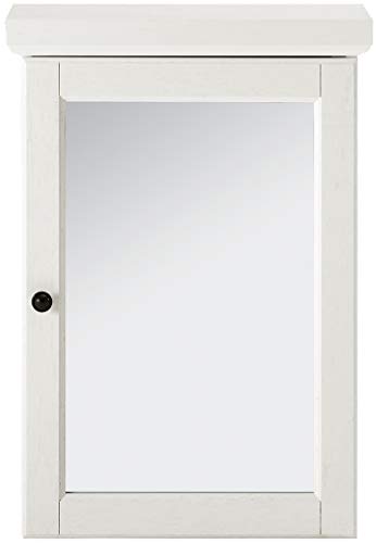 Crosley Furniture Seaside Mirrored Wall Cabinet, Distressed White #TOP3