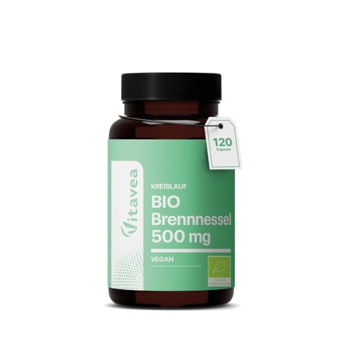 Bio Brennnessel 500 mg 120 vegane Kapseln Hochdosierter Brennnessel-Extrakt (Urtica dioica) 2 Monatsvorrat Laborgeprüft Ohne Zusatzstoffe Vitavea