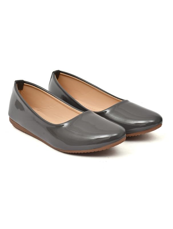 Image of MISS London Women's Bellies | Patent Leather Flats for Casual & Office Wear | Stylish & Comfortable | TPC Sole