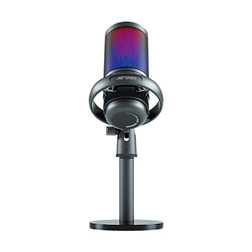Ant Esports Wente 225 USB Microphone for PC, Computer Gaming Mic for/PC/PS4/ PS5/Desktop, with Mute, Plug & Play, RGB Light, Pop Filter & Monitoring Jack, for YouTube, Zoom, Recording