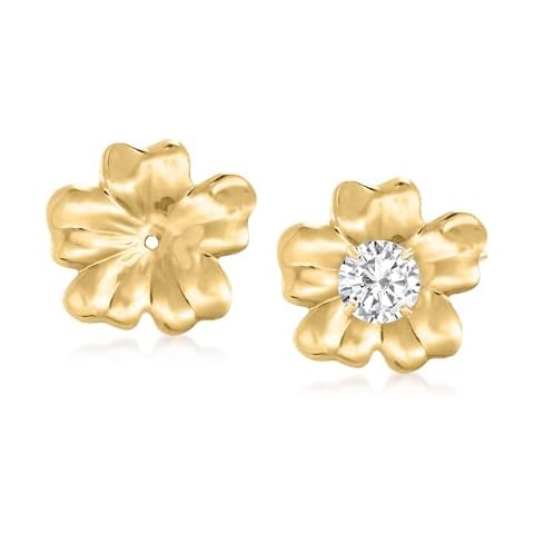 Ross-Simons 14kt Yellow Gold Flower Petal Earring Jackets Cover