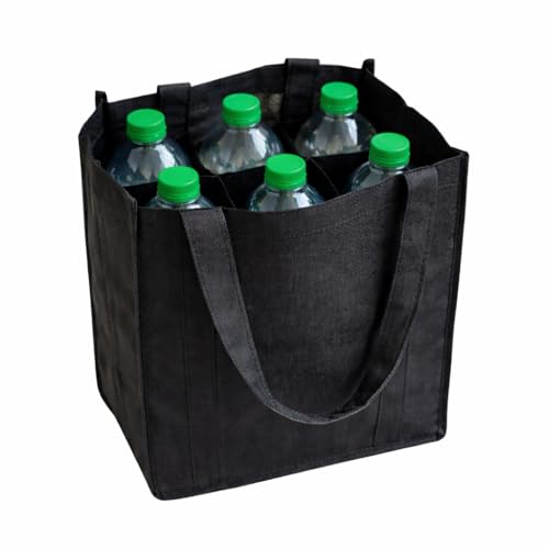 ReWu Flaschentasche für 6 Flaschen bis zu 1,5 Liter Flaschenkorb Wiederverwendbar Bottle Bag Tragetasche mit Trennwänden Aufbewahrungstasche Flaschenträger Kunststoff 28 x 17 cm