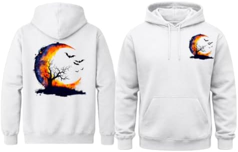 SaaDZ Halloween Crescent Moon Tree Hoodie Spooky Night Graphic Pullover Sweatshirt for Men Women image 4