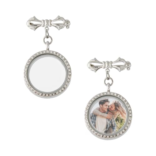 SUPERFINDINGS 2 Piezas Colgante de Novia de Platino, Medallón para Ramo de 7 cm de Largo, Adornos Fotos Conmemorativas 316 de Acero