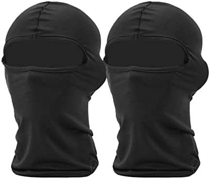 JANSONG Pack of 2 Balaclava Ski Mask Face Hat for Men Women Windproof Breathable Outdoor Airsoft Motorcycle Sun Black Tactical Fishing Riding Snowboarding Running