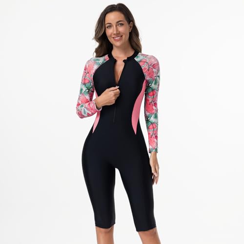 ODIZLI Women's Modest Swimming Suit Long Sleeve Zip Up Boyleg Swimsuit Surfing Bathing Suit Wetsuit2