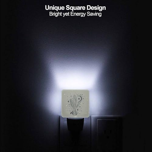 Image of LED Night Light,Wild Cactus Desert Arizona Vintage LED Night Light Plug into Wall with Dusk to Dawn Light Sensor White Energy Efficient Nightlight for Bedroom Bathroom Hallway Living Room Kitchen
