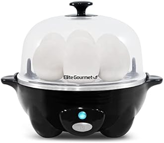 Elite Gourmet Easy Electric 7 Egg Capacity Cooker, Poacher, Omelet Maker, Scrambled, Soft, Medium, Hard Boiled with Auto Shut-Off and Buzzer, BPA Free