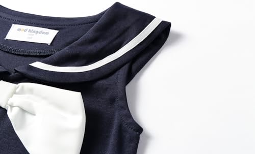 Vestido escolar de niña con cuello náutico y falda plisada con lazo 5